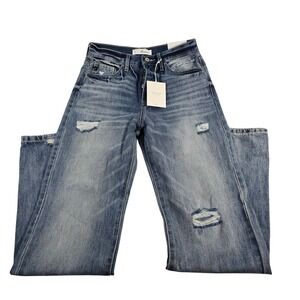 KanCan Jeans Womens 7 27 Distressed High Rise 90s Flare Light Wash Denim